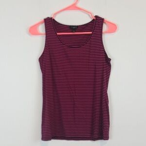 TALBOTS petites black/pink striped tank top